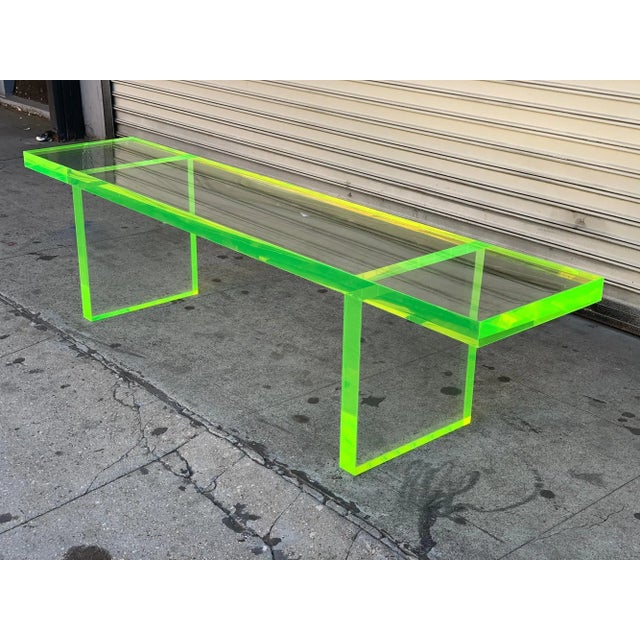 Plastic Early 21st Century Amparo Calderon Tapia Custom Lime Green Lucite Bench For Sale - Image 7 of 12