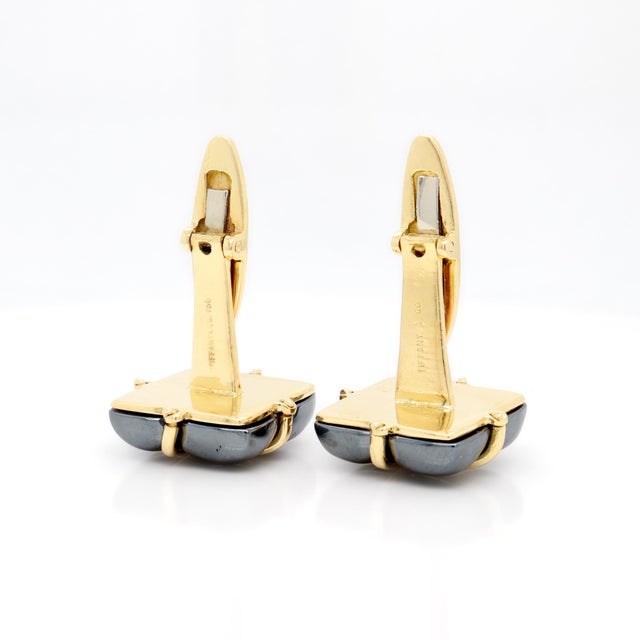 Vintage Tiffany & Co. 18k Gold and Hematite Cufflinks For Sale - Image 9 of 10
