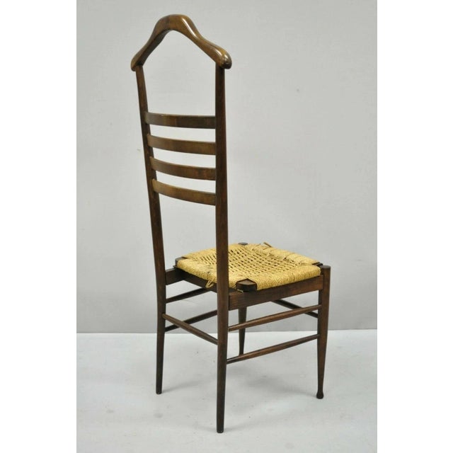 Vintage Mid Century Italian Modern Wood & Rope Clothing Valet Butlers Chair For Sale - Image 10 of 10