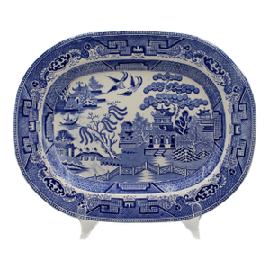 English C. 1859-84 Blue Willow Pattern Platter by J. T. Hudden