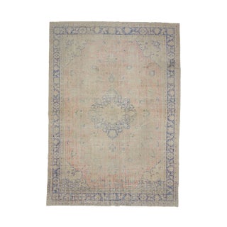 Distressed Vintage Oushak Rug- 8′2″ × 11′8″ For Sale