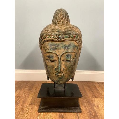 Carved Thai Buddha Bust Statue For Sale - Image 6 of 6