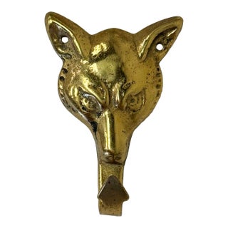 Vintage Brass Fox Wall Hook For Sale