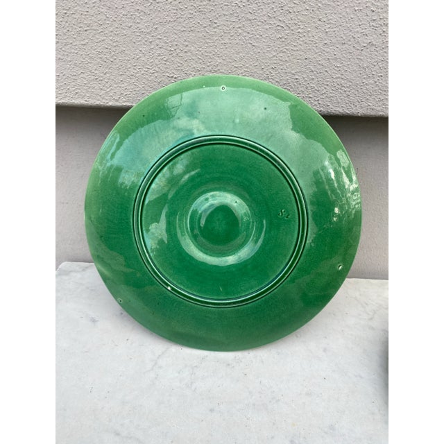 French 19th Century French Green Majolica Oyster Plate For Sale - Image 3 of 3