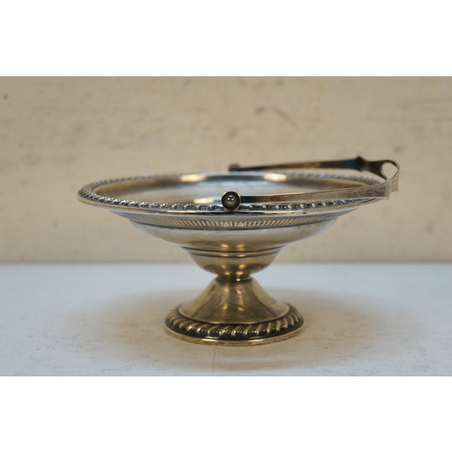 International Silver Mid 20th Century Rogers Weighted Sterling Silver Brides Basket Candy Dish Pedestal Compote 7' For Sale - Image 4 of 12