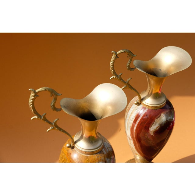 Art Nouveau Jugs in Onyx and Bronze, 1900s, Set of 2 For Sale - Image 6 of 17