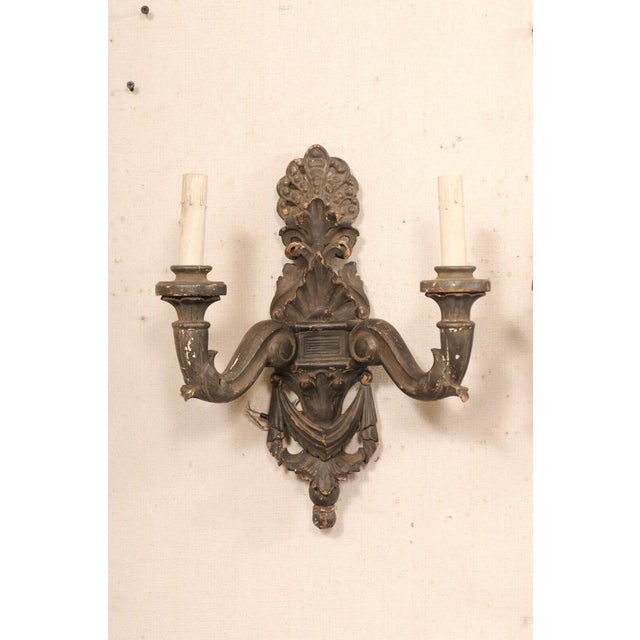 Italian Early 20th Century Carved-Wood Sconces - a Pair For Sale - Image 10 of 10