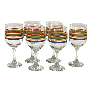 1960s Libbey-“ Mambo Fiesta”-Vintage Wine Glasses – 8 Ounce Capacity – Set of Six For Sale