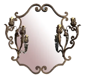 Wrought Iron Light Mirror, 1940s