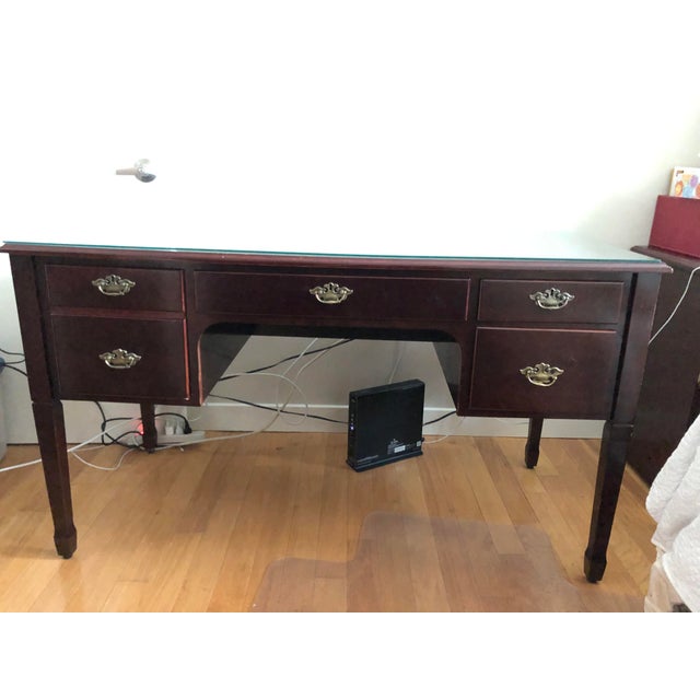 Bombay Company Traditional Writing Desk With Glass Top Chairish