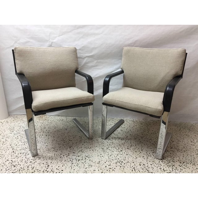 Matteo Grassi Matteo Grassi Stitched Leather and Chrome Dining Chairs - Set of 4 For Sale - Image 4 of 18