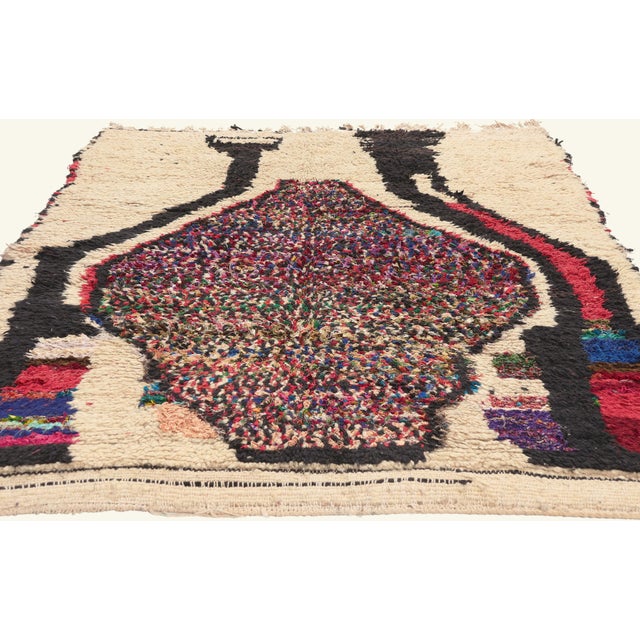 Tribal Vintage Azilal Boucherouite Moroccan Rug, 04'04 X 06'03 For Sale - Image 3 of 10