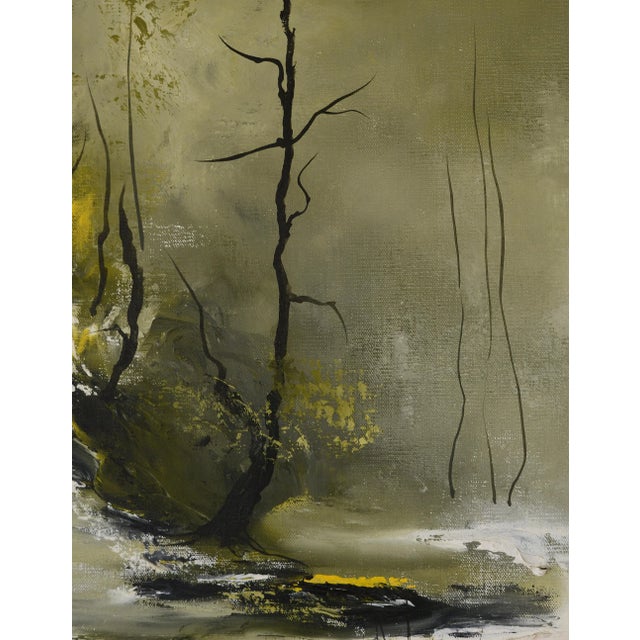 Wood Large 1960s Bob Pepper Modernist Abstract Landscape Forest Painting, Signed and Framed For Sale - Image 7 of 13