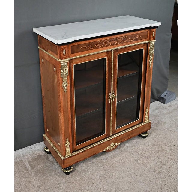 Late 19th Century Napoleon III Marquetry Display Cabinet For Sale - Image 9 of 18