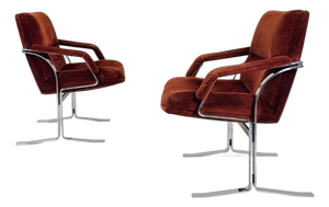 Mid-Century Modern Italian Lounge Chair in Brown Velvet and Cast Chrome, 1980s