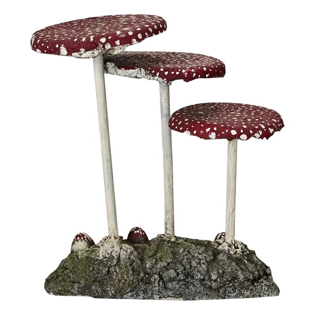 English Vintage Garden Mushrooms Sculpture For Sale