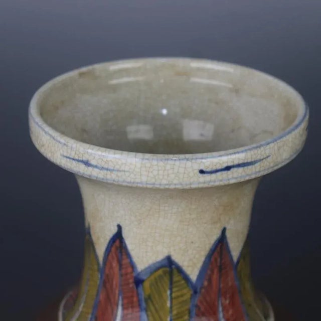 Blue Chinese Vintage Ceramic Vase,Blue and White Doucai Porcelain Fish Tail Vase Hand Painted Figures Pattern For Sale - Image 8 of 9