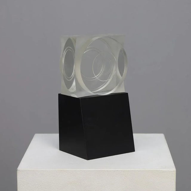 Black Maurice Ruche, Geometric Object, 1972, Acrylic Glass For Sale - Image 8 of 8