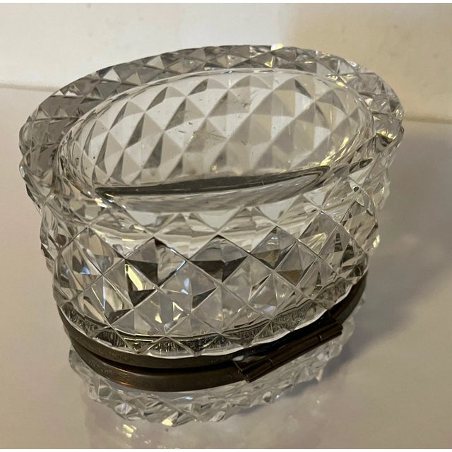 Early 20th Century French Cut Crystal Oval Hinged Glass Box For Sale - Image 11 of 13