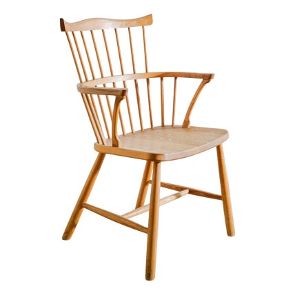 Danish Mid-Century Wooden 3250 Windsor Wingback Dining Office Chair by Børge Mogensen, 1960s For Sale