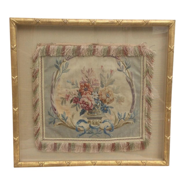 Antique Framed Aubusson Tapestry Pillow For Sale