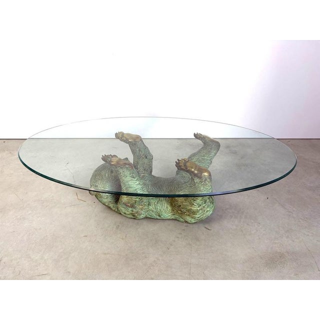 Hollywood Regency Brass Bear Coffee Table, 1970s For Sale - Image 3 of 12