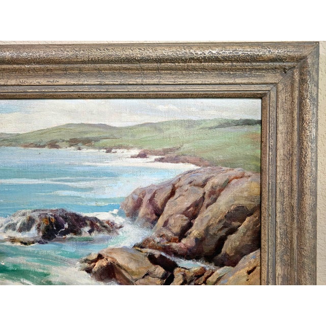 1930s 1930s Southern California Seascape Clyde Eugene Scott (1884–1959) Oil on Board Painting For Sale - Image 5 of 12