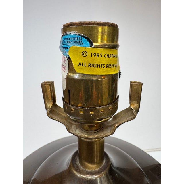 1980s Chapman Pink Glass Urn Table Lamp With Clear Handles For Sale - Image 4 of 16