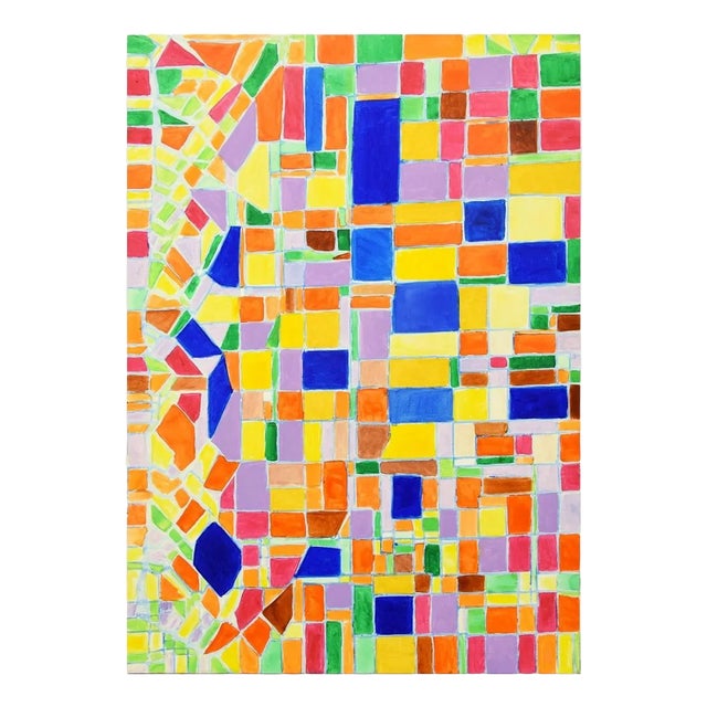 Giorgio Lo Fermo, Geometric Grid, Original Oil on Canvas, 2019 For Sale