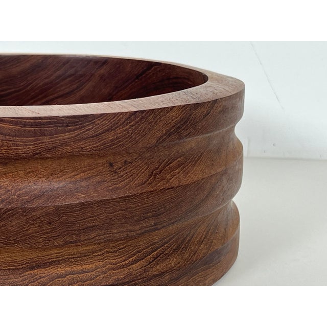 Mid-Century Modern Large Vintage Scandinavian Fluted Teak Bowl For Sale - Image 3 of 11