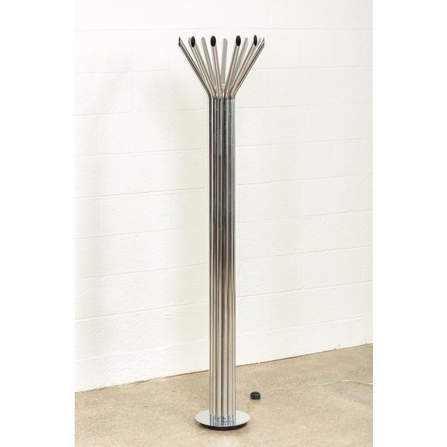 Mid Century Silver Chrome Tubular Floor Lamp by Kovacs (Attr) For Sale In Detroit - Image 6 of 11