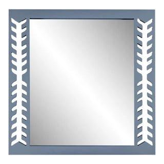 Fleur Home Audubon Spruce Square Mirror in Bachelor Blue, 48x48 For Sale