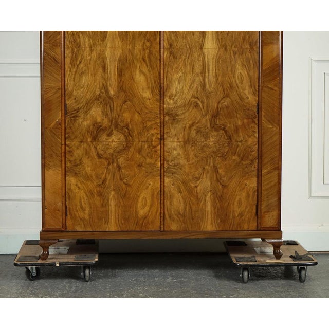 Large Art Deco Burr Walnut Wardrobe For Sale - Image 4 of 16