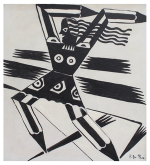 Berlin School Artist, The Power of Words, 1950s-70s, Oil on Board, Framed