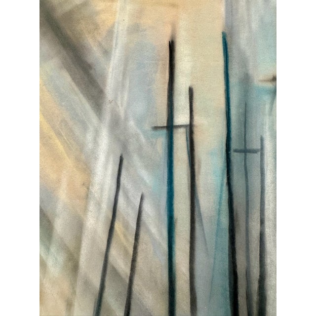 Abstract Henry Emil Salloch Original Watercolor on Paper Abstract Harbor Scene, 1963. For Sale - Image 3 of 9