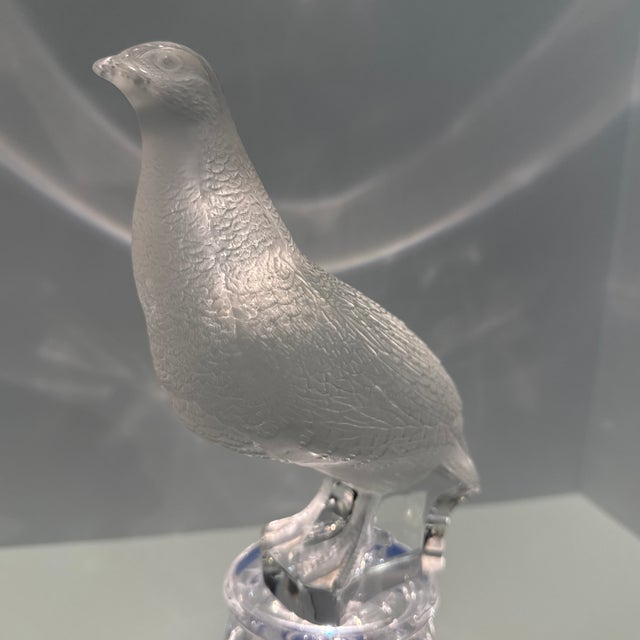 Late 20th Century Lalique France Crystal Quail / Game Bird Sculpture – Frosted Satin Finish For Sale - Image 12 of 12