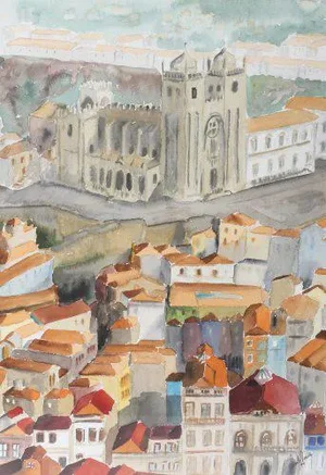 Pereira, View of Porto Cathedral, Watercolour on Paper