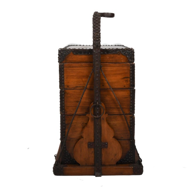 Early 20th Century Chinese Wood and Wrought Iron Wedding Chest For Sale - Image 5 of 13