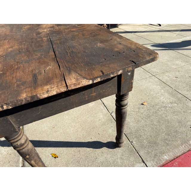 19th Primitive Farm Table in Original Condition For Sale - Image 9 of 10