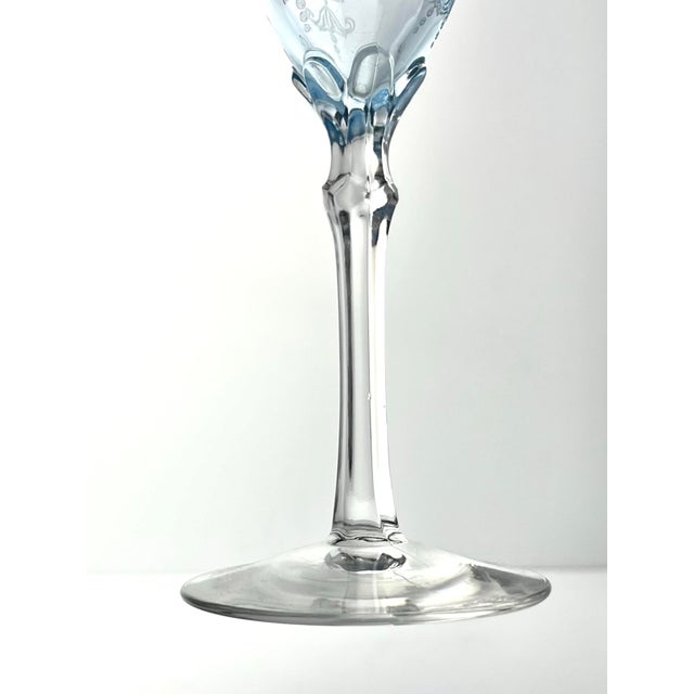 1930s Fostoria “Versailles, Blue” Single Water Glass For Sale In Dallas - Image 6 of 6
