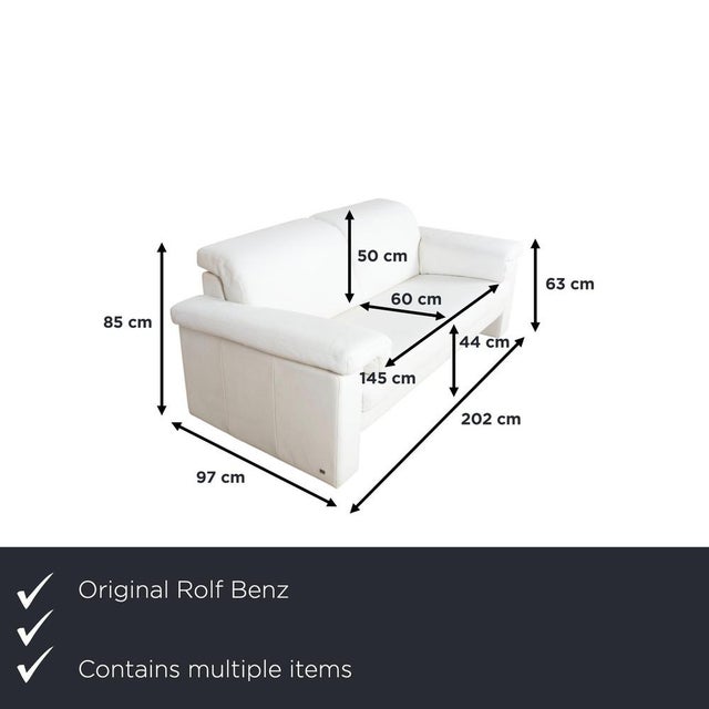 Modern 4000 Two-Seater Leather Sofa in Cream White from Rolf Benz, Set of 2 For Sale - Image 3 of 15