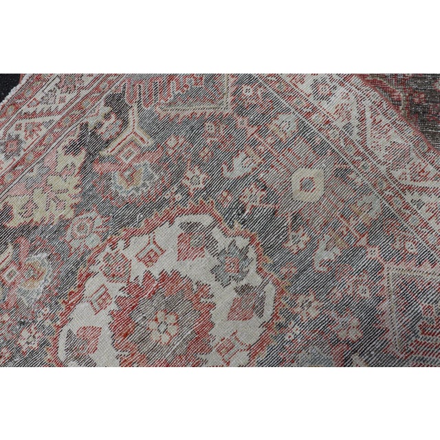 Antique Persian Sultanabad Gallery With Floral Design in Lt. Blue, Gray & Red For Sale - Image 13 of 13