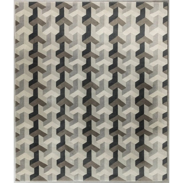 Rug & Kilim Vintage Verner Panton Ypsilon Rug With Gray Geometric Design - Rug & Kilim For Sale - Image 4 of 4