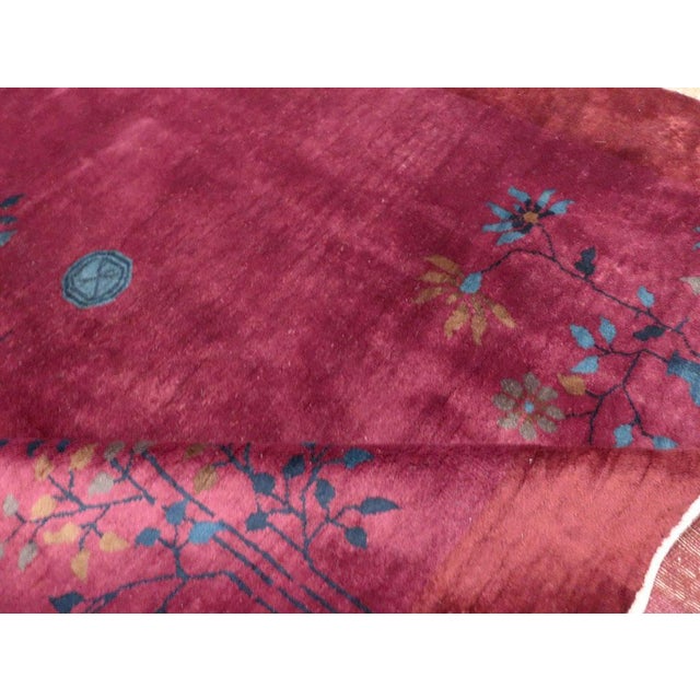 Galerie Shabab Collection Early 20th Century Chinese Art Deco Accent Rug For Sale - Image 9 of 10