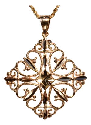 The 147th Street: Diamond Cut Yellow Gold Snowflake Pendant