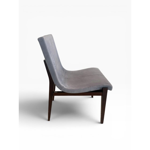 Wood Set of 6 Holly Hunt Studio H Modern Leather Dining Chairs For Sale - Image 7 of 14
