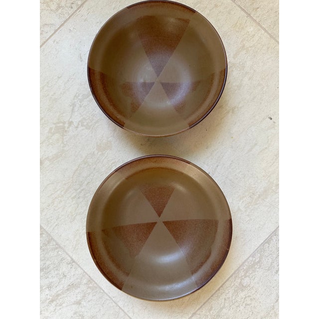 Vintage Handpainted Clay Japanese Noodle/ Serving Bowls With Cypher - Set of 6 For Sale - Image 9 of 15
