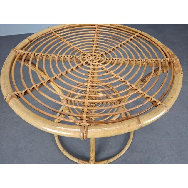 1960s Mid-Century Rattan and Bamboo Side Table, Czechoslovakia, 1960s For Sale - Image 5 of 18