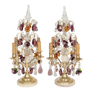 Pair of French Crystal Girandoles With Grape Clusters