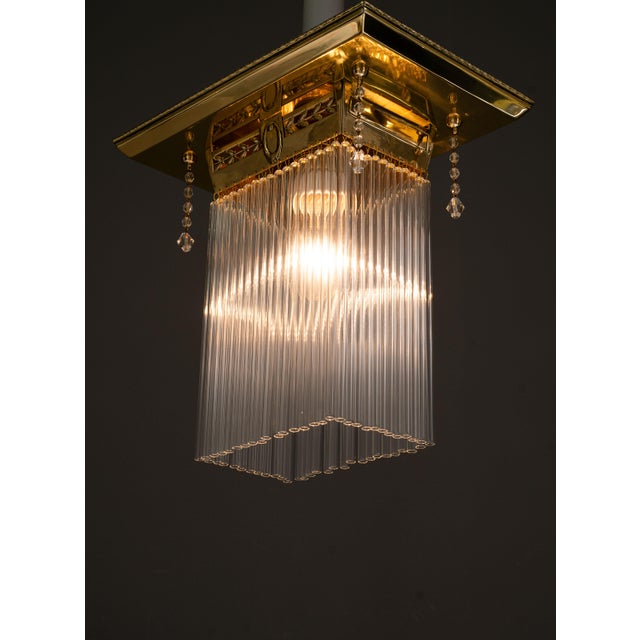 1920s Art Deco Ceiling Lamp with Glass Sticks, Vienna, Austria, 1920s For Sale - Image 5 of 11